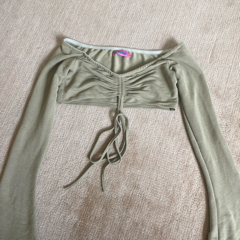 Edikted Green ruched crop top